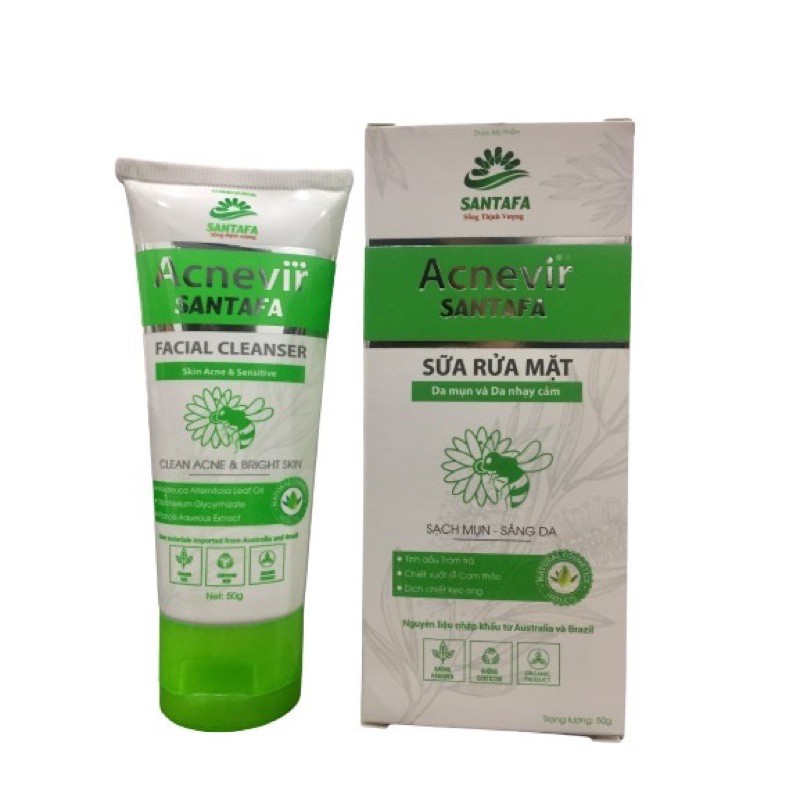 Sữa Rửa Mặt Da Mụn - Da Dầu - Nhạy Cảm (50g) ACNEVIR SANTAFA