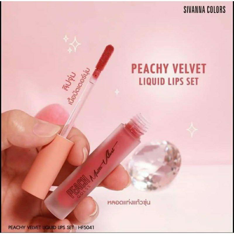 🎀🎀[CHÍNH HÃNG THÁI LAN] SET SON SIVANNA COLORS 3 CÂY PEACHY VELVET LIQUID LIPS THÁI