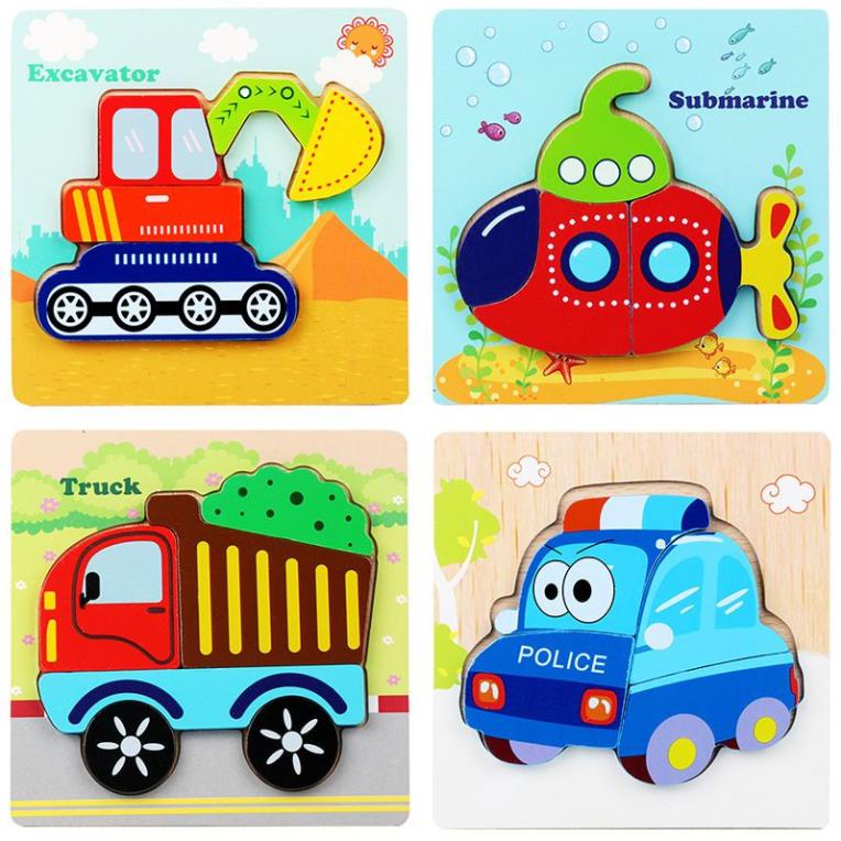 [ SỈ ] Đồ chơi ghép hình gỗ nổi 3D  thông minh Montessori- Loại  3d màu- gỗ dầy- nhiều chủ đề giúp bé phát triển trí tuệ