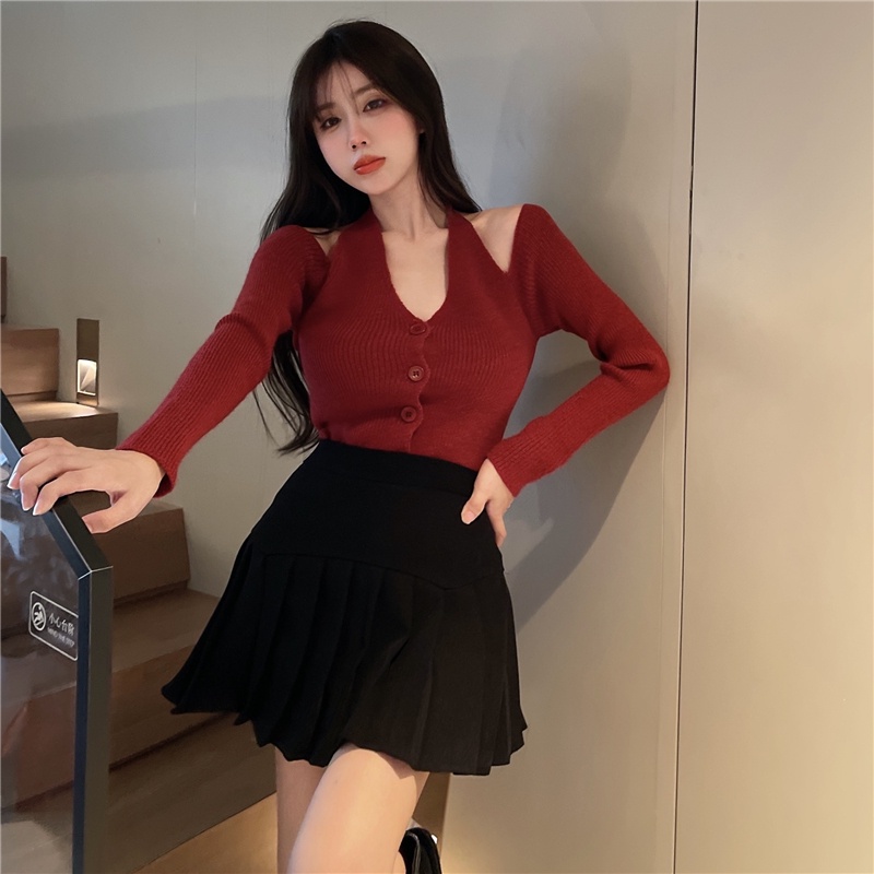 Áo Len Tay Dài Hở Vai Thời Trang Phong Cách Hàn Quốc Dành Cho Nữ