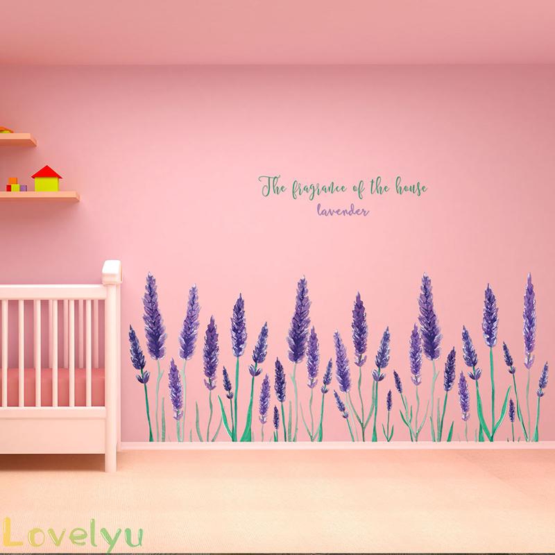 Giấy gián tường màu tím hình hoa oải hương chống thấm 50 * 70cm