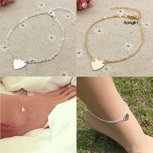 Lắc chân bằng hợp kim thiết kế mặt dây hình trái tim xinh xắn thời trang cho nữ