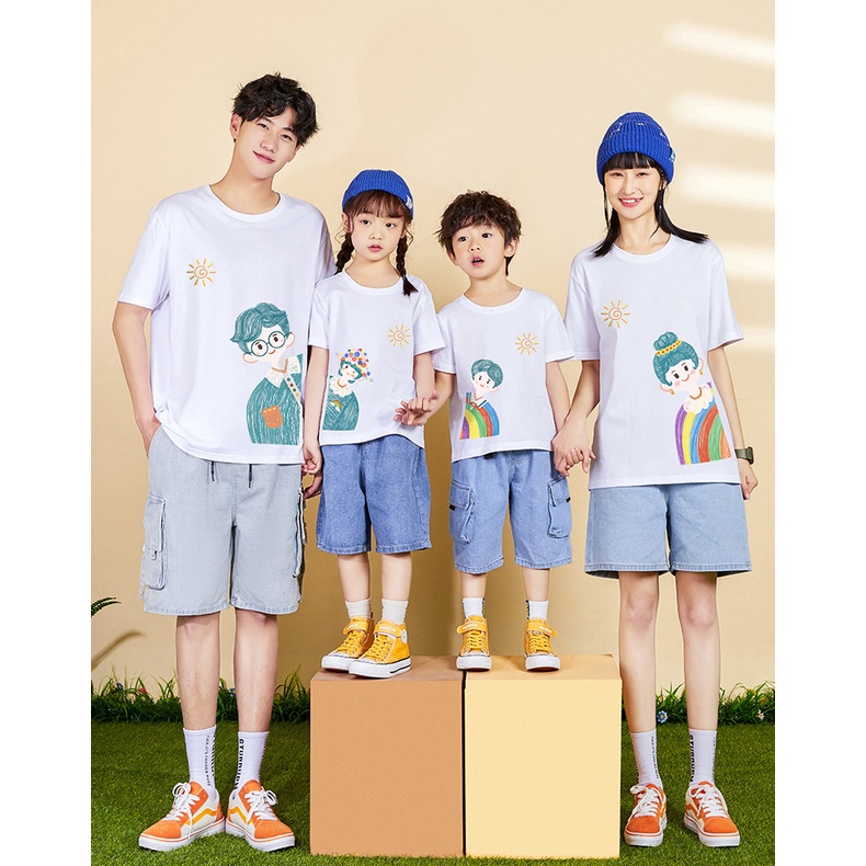 Áo Gia Đình Familylove - Mẫu Áo Đồng Phục Gia Đình Họa Tiết Gia Đình Chibi Cực Đáng Yêu Chất Liệu Cotton 100% Co Giãn