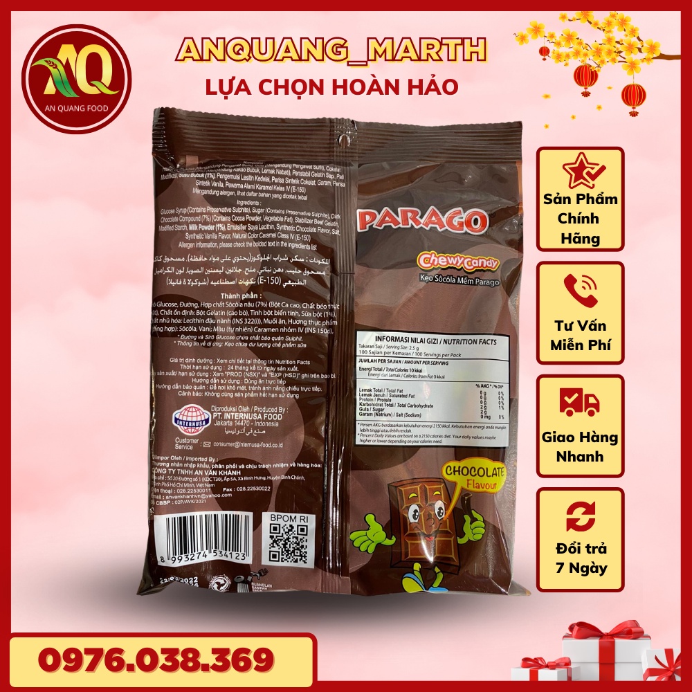 Kẹo dẻo ANQUANG_MARTH, kẹo vị sữa và vị socola  indolesia 250gr- Hàng chất lượng