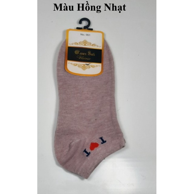 TẤT VỚ NỮ CỔ NGẮN In chữ T love T trên cổ vớ Chất liệu thun cotton Êm mát Nhãn hiệu Women Sock Sản xuât tại Việt Nam