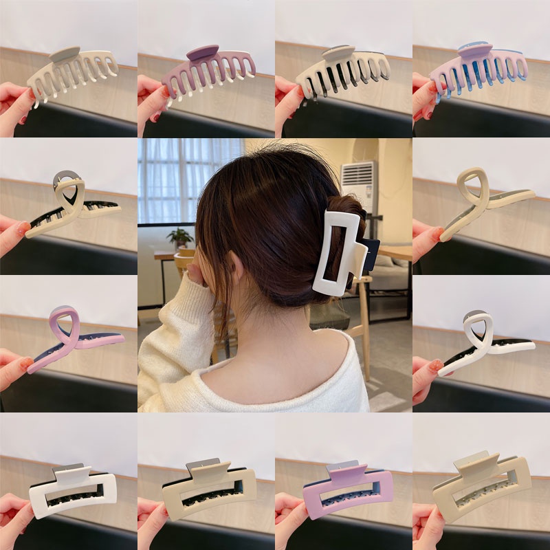 Kẹp tóc hình vuốt cá mập cỡ lớn màu sắc thanh lịch thời trang phong cách Hàn Quốc cho nữ