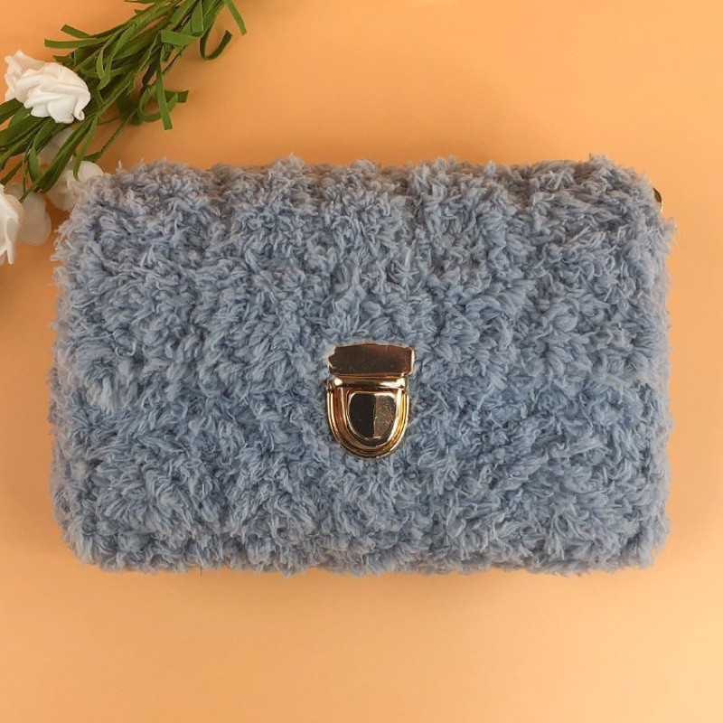 [FREESHIP 50K ] Sét túi tự đan bông xù [khoá mỏ vịt]