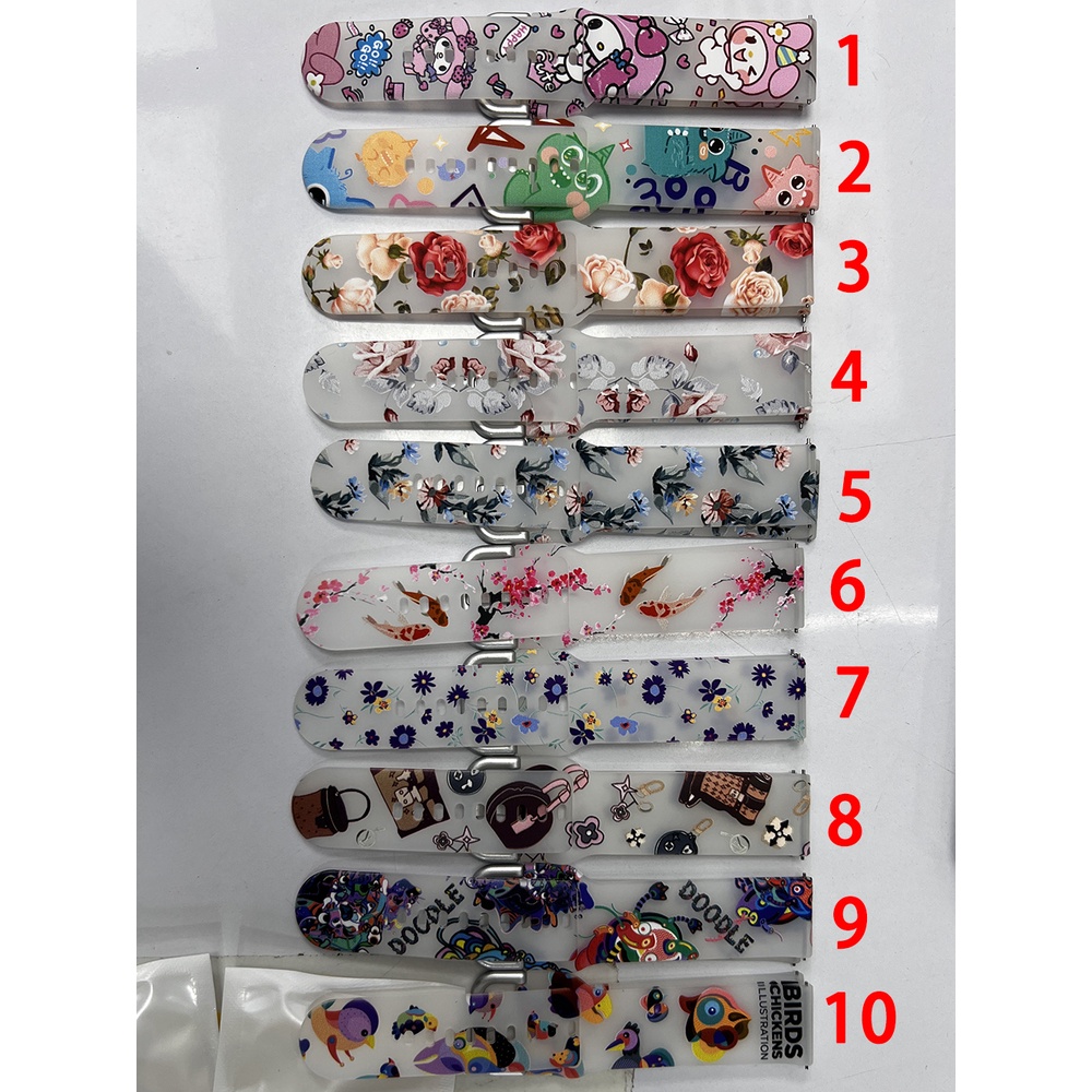 Dây Đeo Đồng Hồ Trong Suốt In Họa Tiết Đáng Yêu Cho Samsung Galaxy Watch Active 2 44/40mm