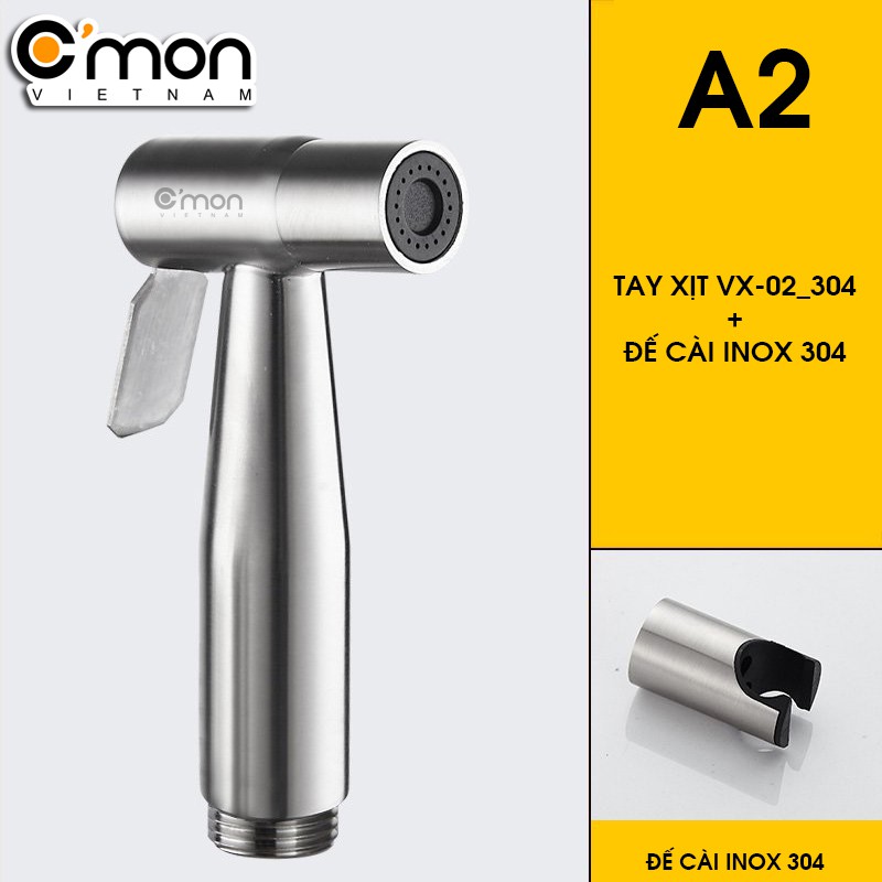 Vòi xịt vệ sinh tăng áp cao cấp INOX 304 C'MON VX-02-A