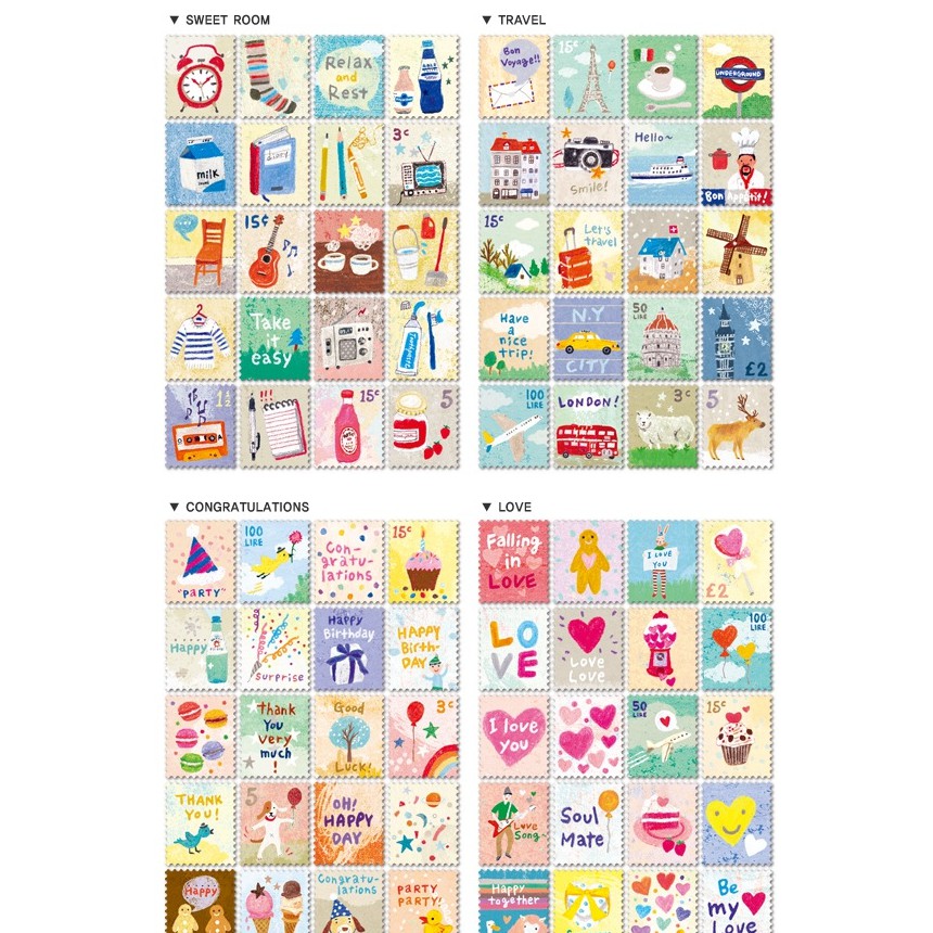 Set 4 Tấm Hình Dán Tem Sticker
