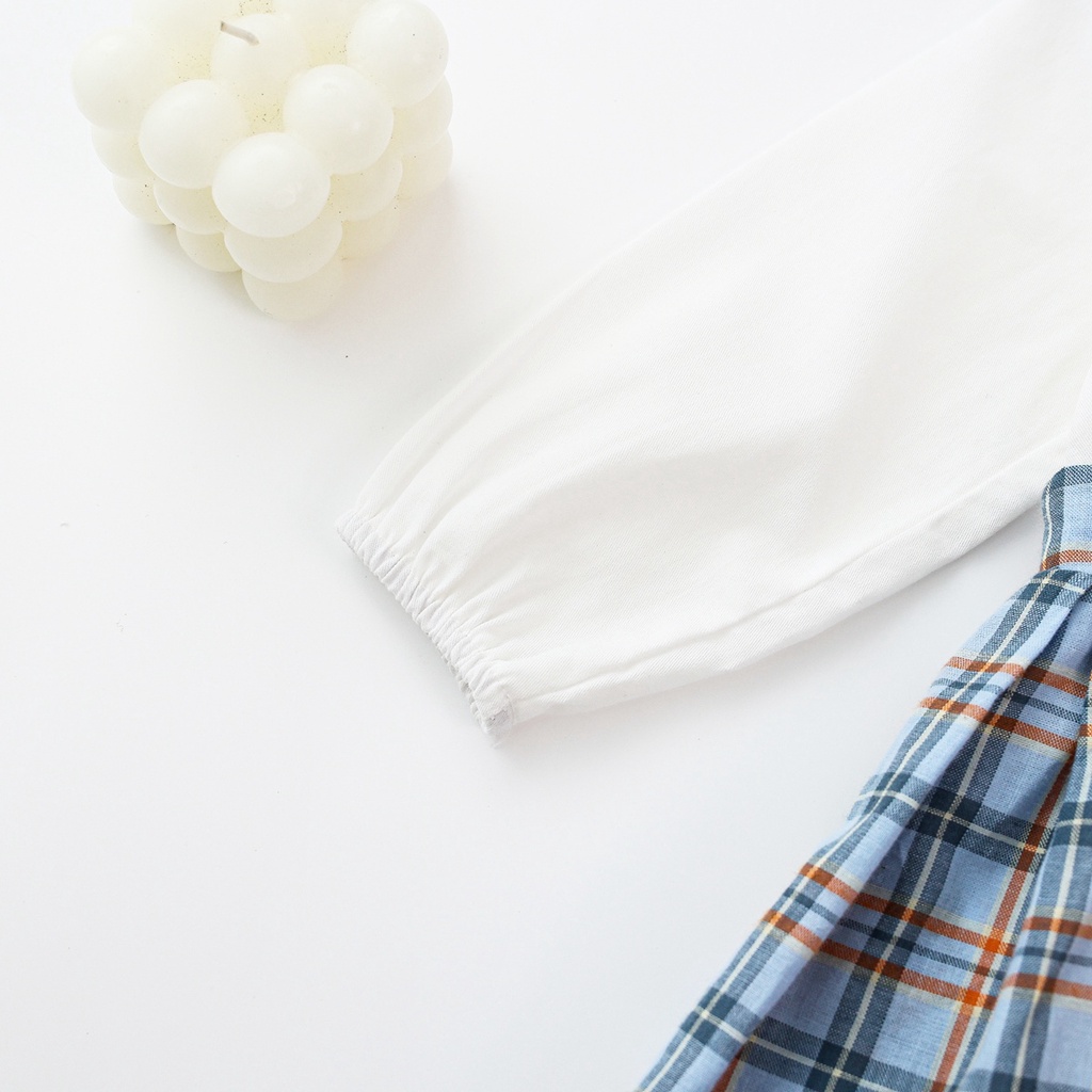 Váy Sanlutoz tay dài chất liệu cotton thời trang mùa thu đáng yêu dành cho bé gái