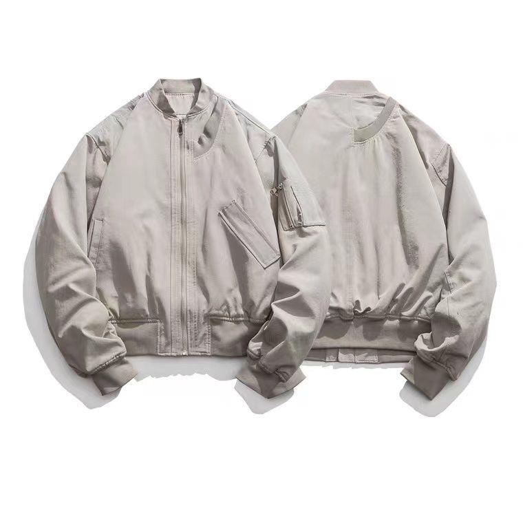 Áo Khoác Bomber Màu Sắc Đơn Giản Phong Cách Đường Phố Nhật Bản Cho Nam Nữ