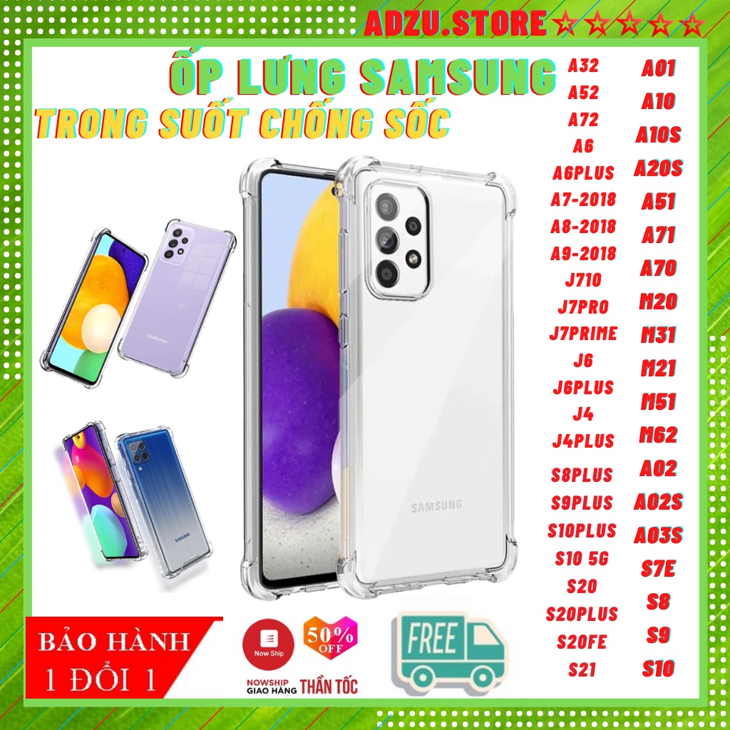 Ốp lưng Samsung Galaxy, Ôp chống sốc A10/A10S/A20/A30/A50/A50S/A70/A01/A11/A20S/A21S/A51/A71/J7P/A12/A32/4G/