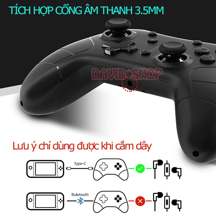 Tay cầm IINE v4 có Wake Up, quét Amiibo, audio 3.5mm cho Nintendo Switch / Nintendo Switch Lite / PC (Steam) / Android