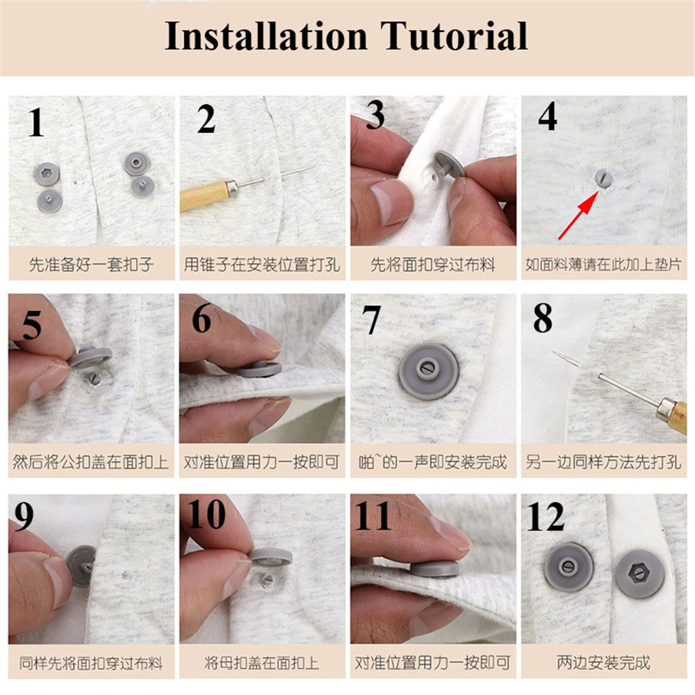 Bộ 10 Nút Áo Nhựa Tàng Hình