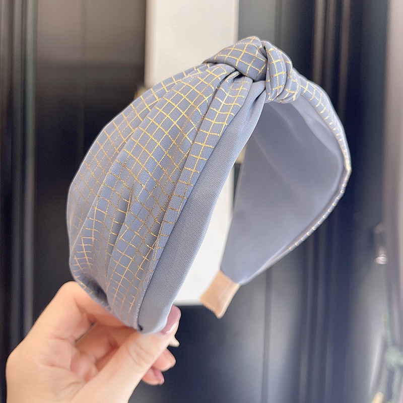 Băng Đô Hai Lớp Thắt Nút Họa Tiết Kẻ Sọc Màu Đồng Cao Cấp Thời Trang Xuân Hè Cho Nữ