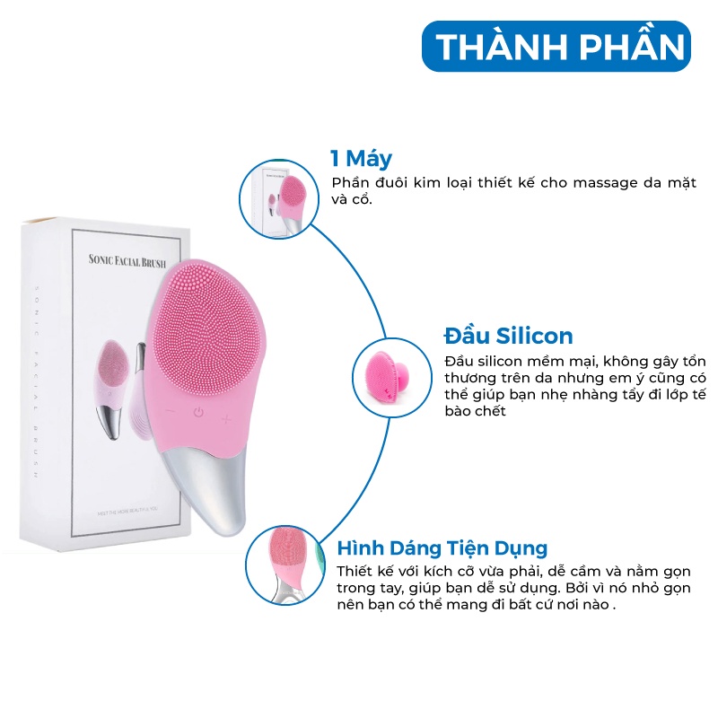 Máy Rửa Mặt SONIC FACIAL BRUSH, làm sạch sâu, Chống Lão Hóa Và Nâng Cơ Da, Tốc Độ Tích Hợp Sóng siêu âm