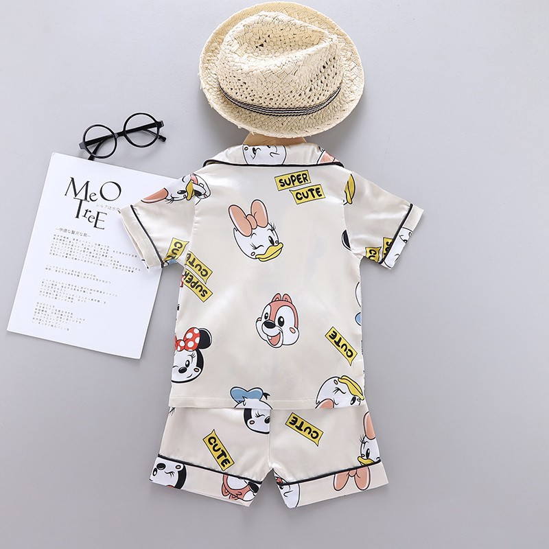 Bộ Đồ Ngủ Ngắn Tay In Hình Chuột Mickey Dành Cho Bé Trai Và Bé Gái Từ 0-6 Tuổi