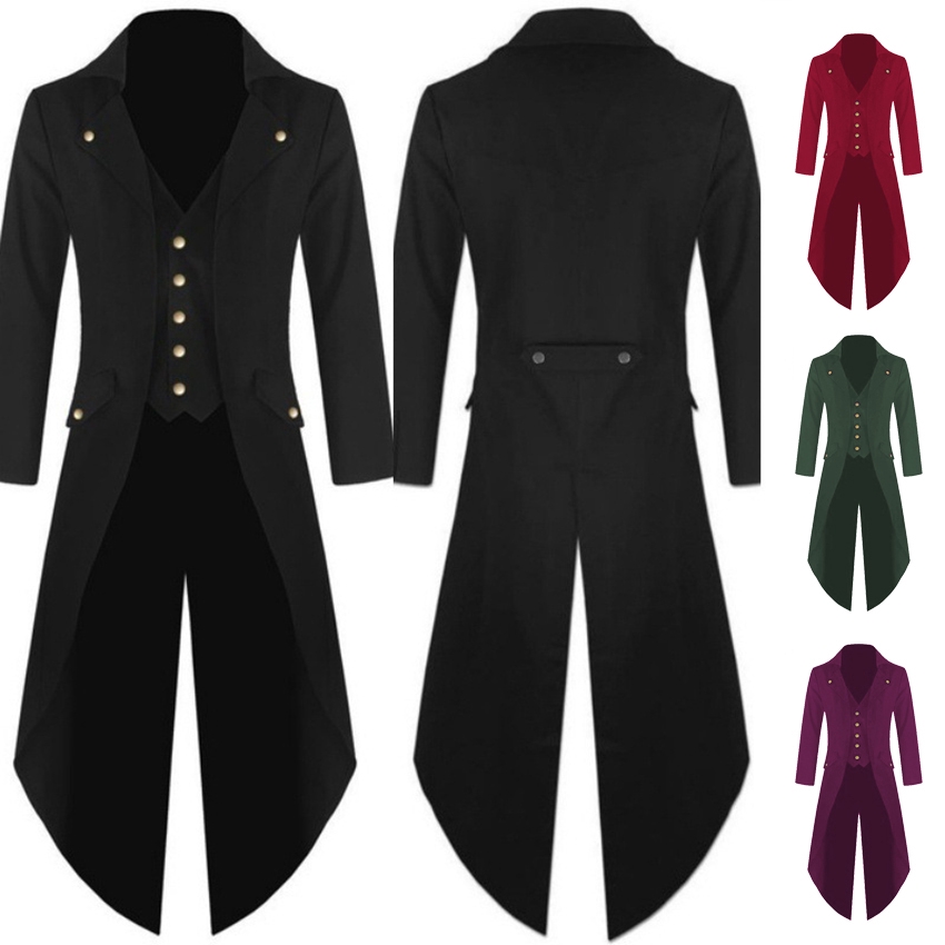Trang Phục Hóa Trang Halloween Áo Khoác Tuxedo Cổ Chữ V Tay Dài Màu Trơn Cài Một Hàng Nút EPDA Retro Cho Nam