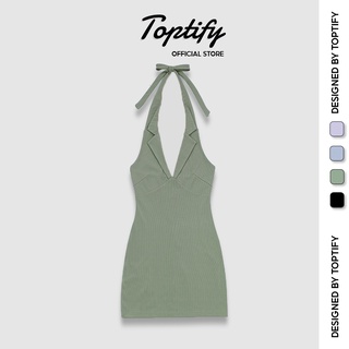 Đầm body thun yếm cổ vest TOPTIFY kiểu yếm hở lưng Weekend Away Dress DT05