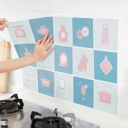 Bộ 3 Giấy dán bếp cách nhiệt, chống dầu mỡ hoạ tiết 45x75cm - màu ngẫu nhiên