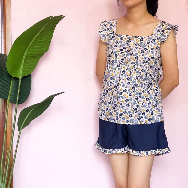 Bộ Đồ Nữ Mặc Nhà Cánh Tiên, Áo vải thô quần vải đũi xước, phù hợp mẵc nhà có thể làm đồ ngủ