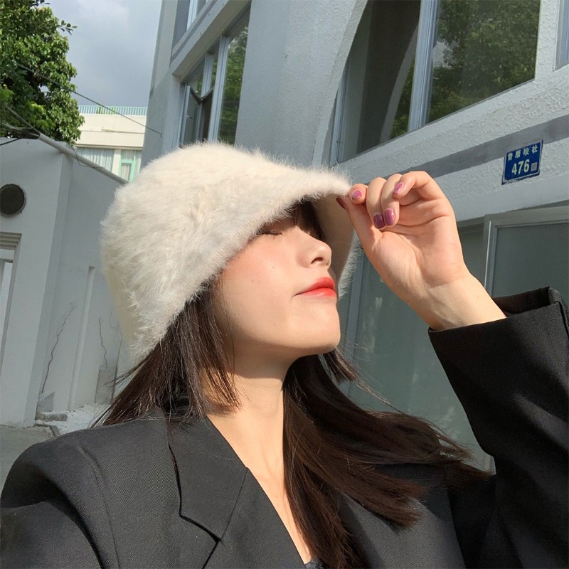 Mũ Lông Rộng Vành Màu Trơn Thời Trang Mùa Đông Cho Nữ