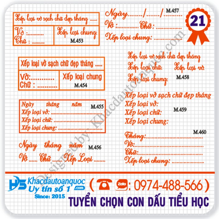 [m21.453-m21.468] Con dấu nhận xét vở sạch chữ đẹp tiểu học