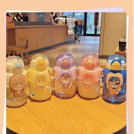 Bình Nước Nhựa Dung Tích Lớn 720ml In Hình Gấu Hoạt Hình Dễ Thương