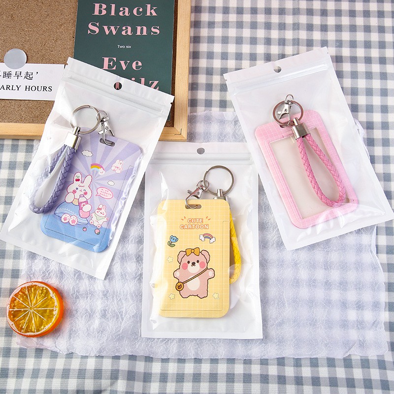 Bao Đựng Thẻ Tên Thẻ Xe Đa Năng Bìa Nhựa Trượt Hoạ Tiết Dễ Thương