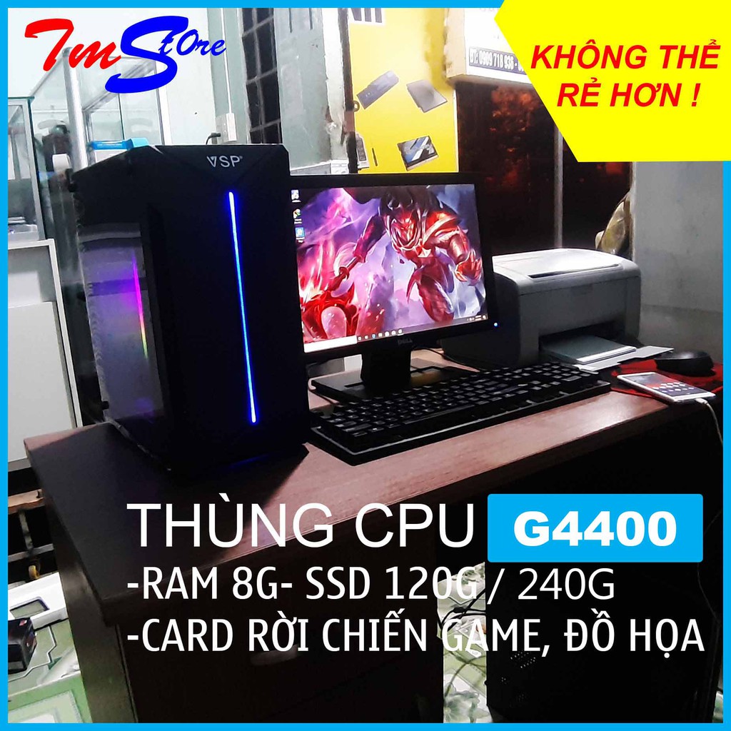 Thùng CPU Intel Pentum G4400, RAM 8G, SSD 120G thế hệ mới tốc độ xử lý nhanh, chất lượng giá rẻ