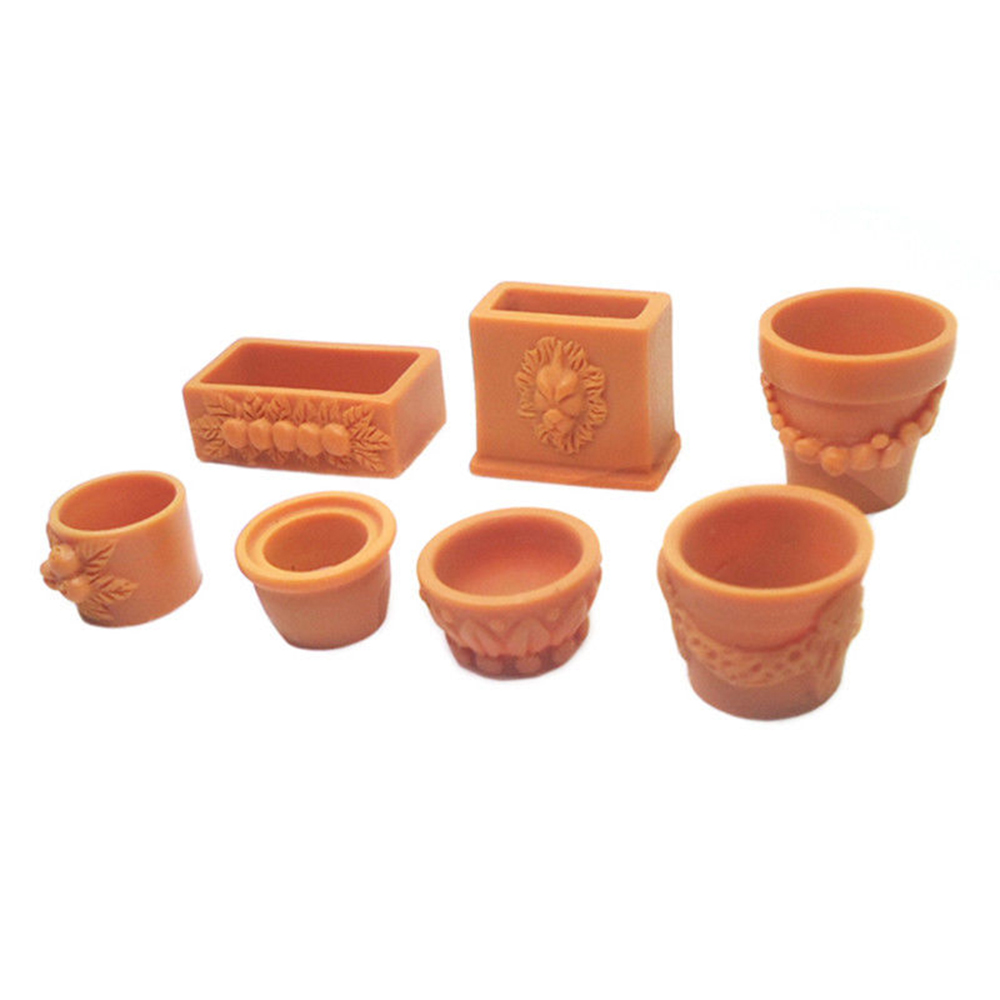 Set 7 Mô Hình Chậu Cây Mini Tỉ Lệ 1: 12 Cho Nhà Búp Bê