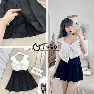 Chân Váy Tennis TUHO Tặng Kèm Áo Nơ 🌸 Chân Váy Dáng Chữ A Xếp Ly Lưng Cao Không Xù Không Dãn Phong Cách Hàn Quốc