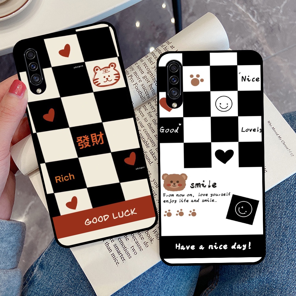 Ốp lưng Samsung A30s / A50 / A50s / A70 / A70s in hình sọc caro, họa tiết đen trắng dễ thương
