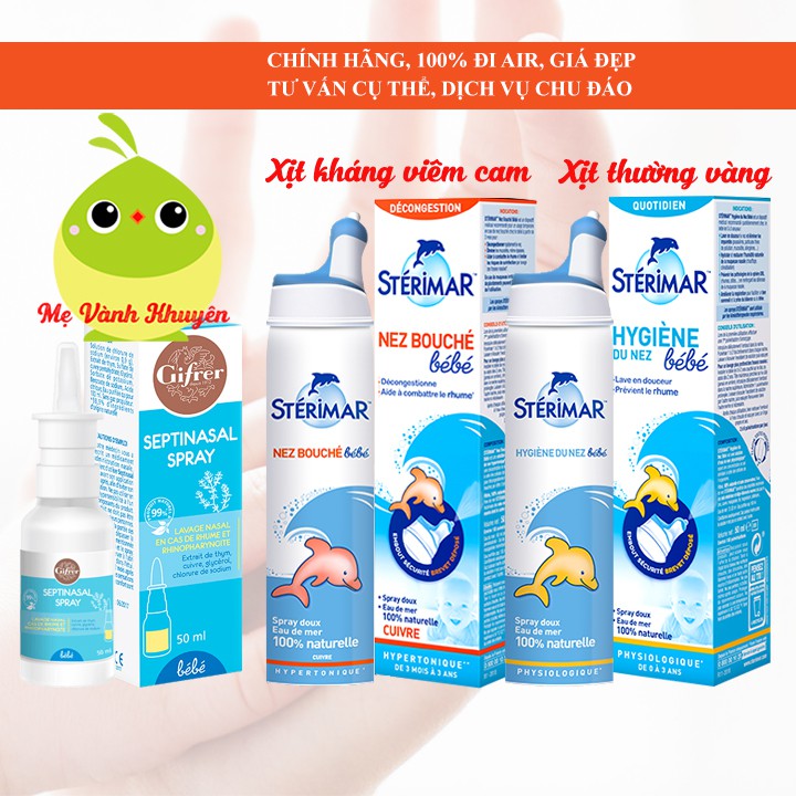 Xịt mũi cá heo cho trẻ Sterimar vàng/cam, Pháp (100ml)