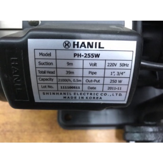 Máy bơm nước đẩy cao Hanil PH 255W - 250W