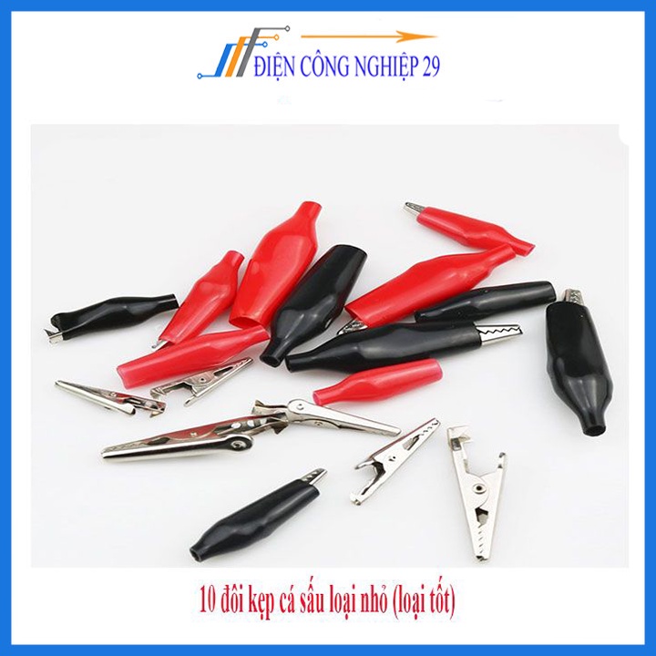 Bộ 10 đôi kẹp cá sấu loại nhỏ (loại tốt) dùng kết nối dây điện