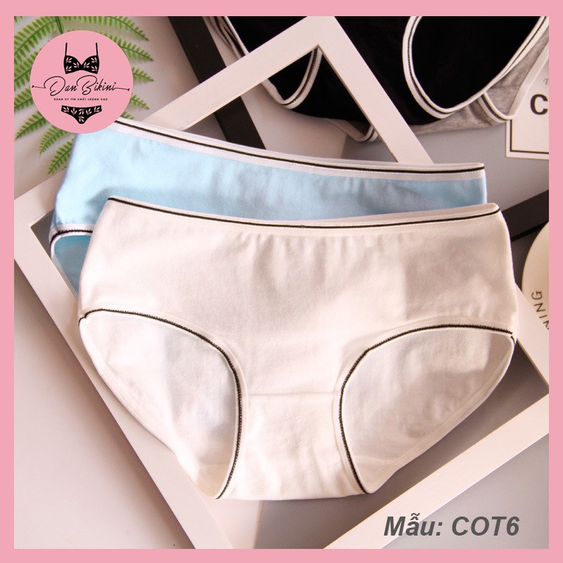 Quần Lót Nữ Cotton 100% kháng khuẩn thoáng mát viền kẻ màu tươi sáng mã 2800