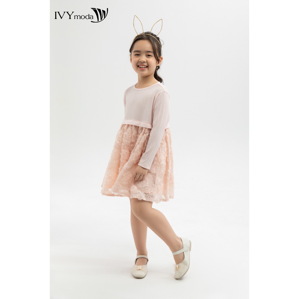 Đầm len xoè bé gái IVY moda MS 48G1117