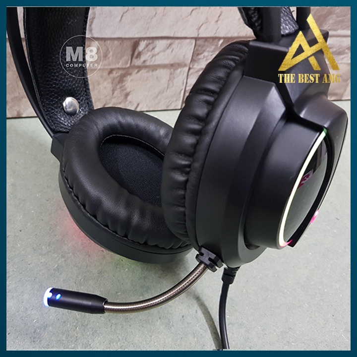 Tai Nghe Headphone Gaming Có Rung Đèn LED 7 Màu RGB Có Mic LIGHTNING R8S Tai Nghe Nhạc Máy Vi Tính PC Laptop Có Dây