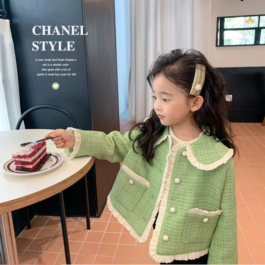 Áo Khoác Cổ Búp Bê Phong Cách Hàn Quốc Thời Trang Xuân Thu 2022 Dành Cho Bé Gái