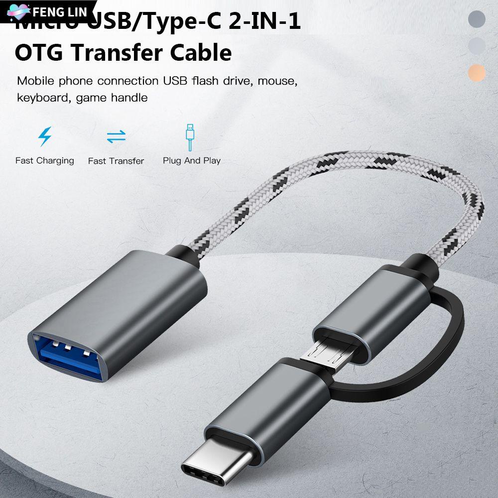Dây cáp OTG 2 trong 1 chuyển đổi Micro USB/Type-C sang USB 3.0 cho điện thoại/máy tính bảng