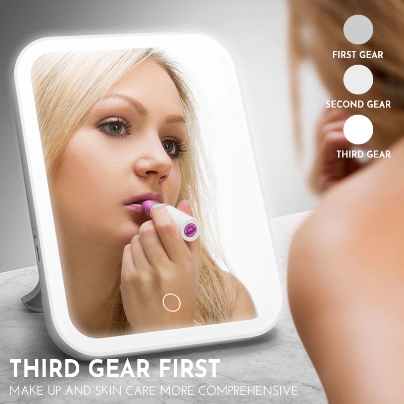 Gương Trang Điểm Tích Hợp Đèn Led Có Thể Điều Chỉnh Độ Sáng Tiện Dụng