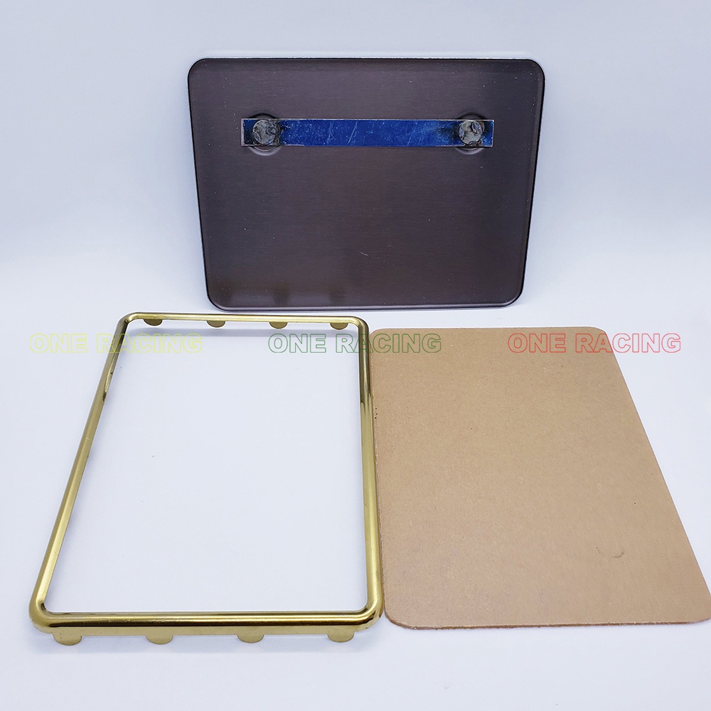Khung biển số xe máy, ốp viền biển titan, mẫu Inox 304 dày xi vàng cao cấp gắn mọi mẫu xe, ONE RACING
