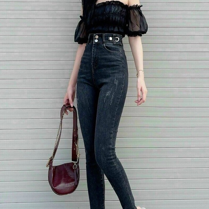 Quần jean nữ trơn cao cấp-jean nữ lưng cao siêu hack dáng cao cấp-chất jean co dãn Tuấn kiệt n23 | BigBuy360 - bigbuy360.vn