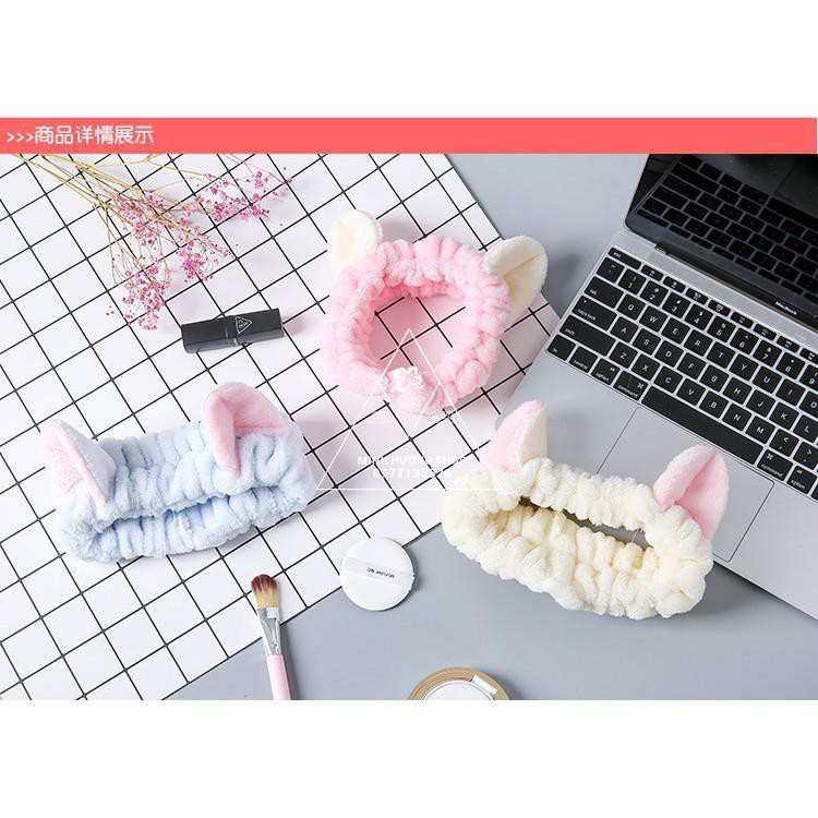 Băng Đô Turban Tai Thỏ Tai Mèo 3D Vải Nhung Chất Xịn Siêu Mềm Mượt Dùng Khi Trang Điểm, Rửa Mặt BĐ2