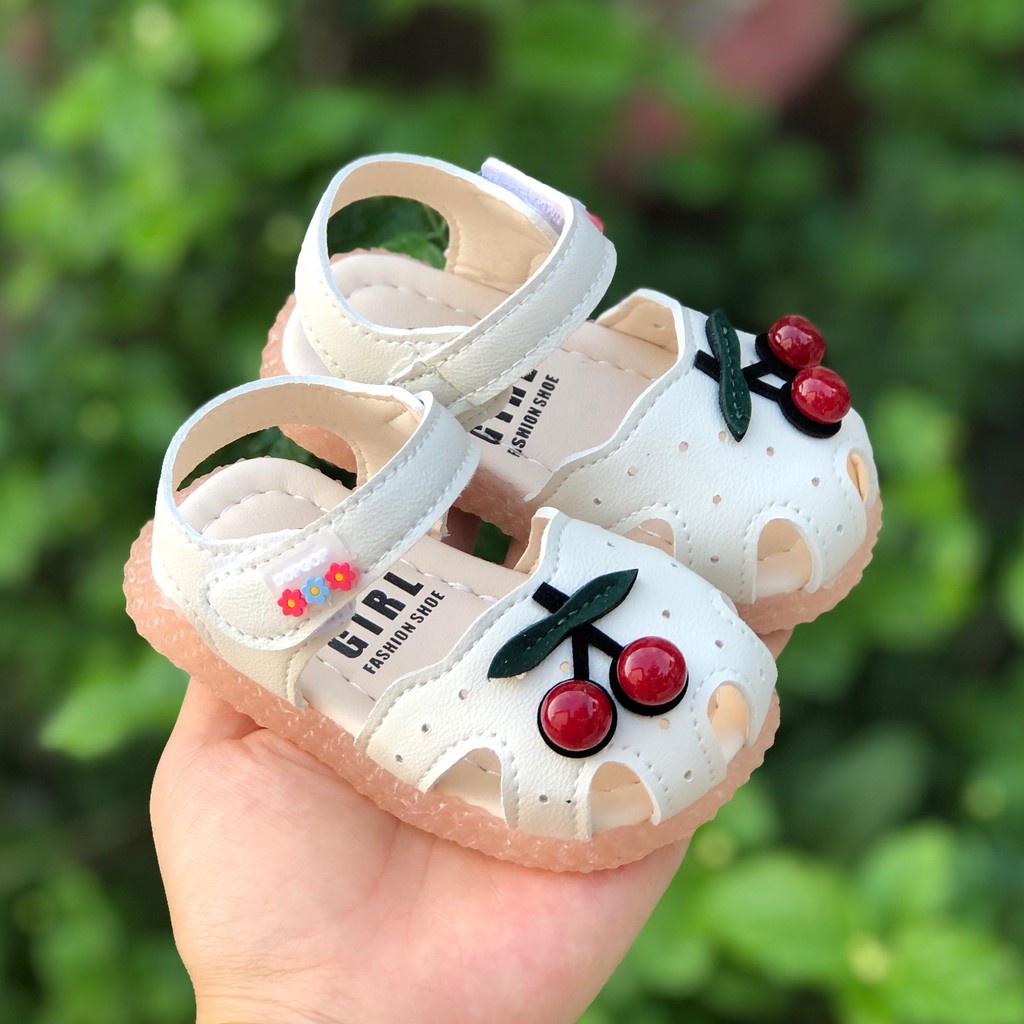Sandal dép tập đi quả cherry mềm mại cho bé gái [DTD10]