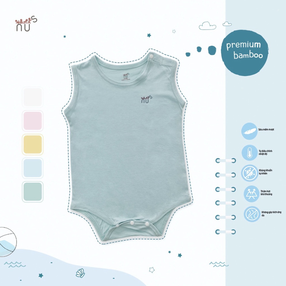 Bộ Body Chip Sát Nách Chất Vải Sợi Tre Nhà NUS Dành Cho Bé Sơ Sinh Đến 12 Tháng