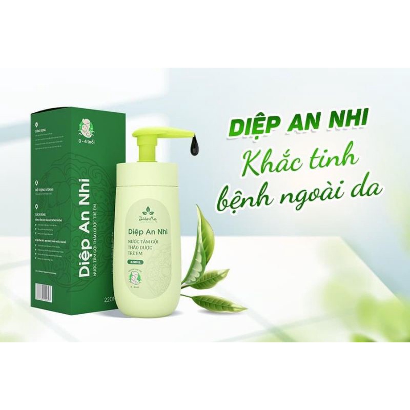 Diệp An Nhi Nước tắm gội thảo dược trẻ em hộp 5 gói x 10 ml