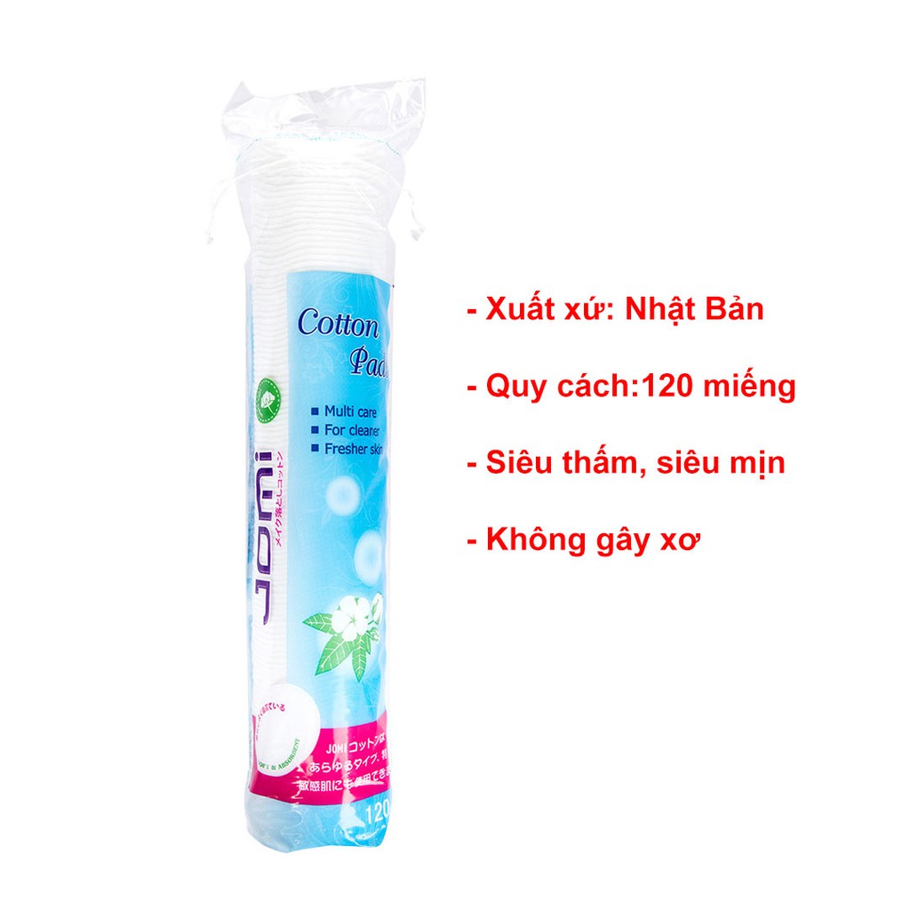 Bông tẩy trang Nhật Jomi Cotton Pads 100% cotton tự nhiên  (80 - 120 miếng)